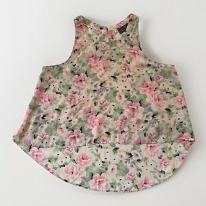 ASTR the Label Sleeveless Blouse Cream Floral Print Sheer Cottage Y2K Women's M